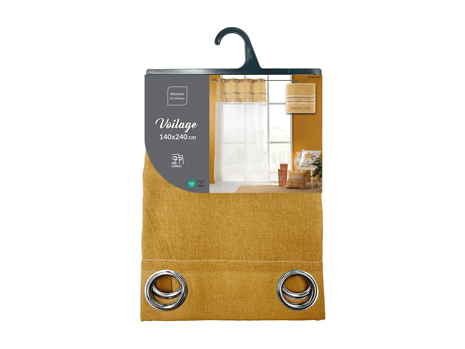 Rideau Voilage à Œillets "Janara" 140x240cm Ocre
