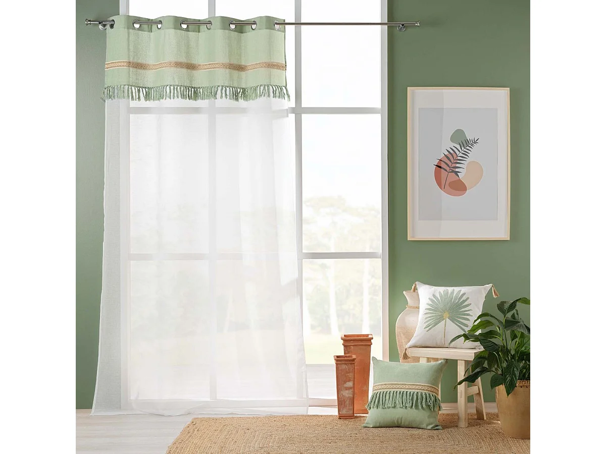 Rideau Voilage à Œillets "Janara" 140x240cm Sauge