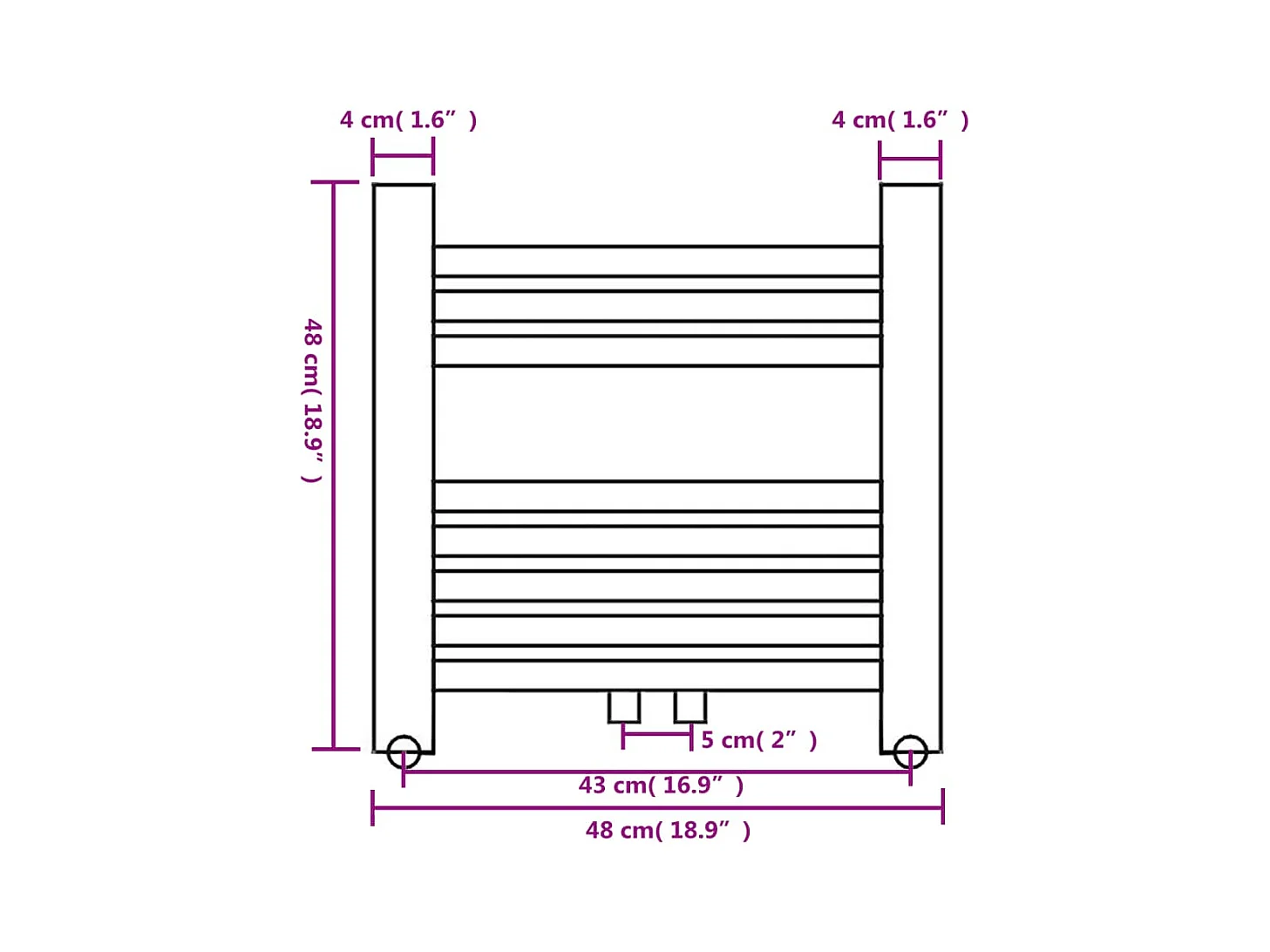 Radiateur sèche-serviettes vertical de salle de bain 480x480 mm