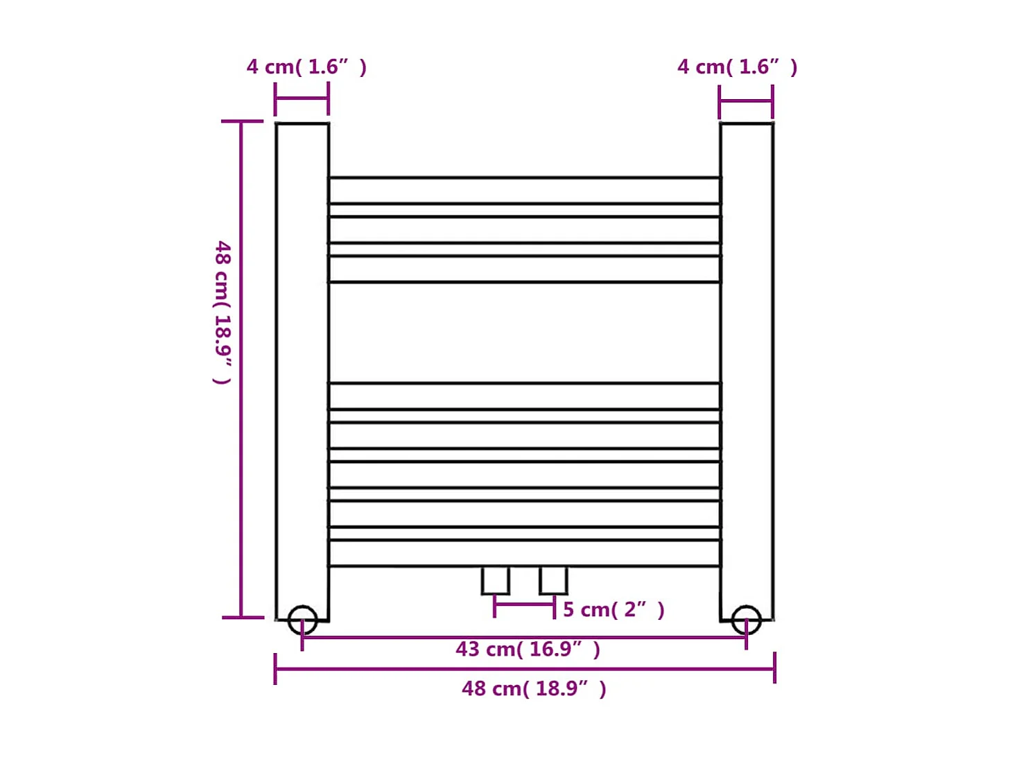 Radiateur sèche-serviettes vertical de salle de bain 480x480 mm