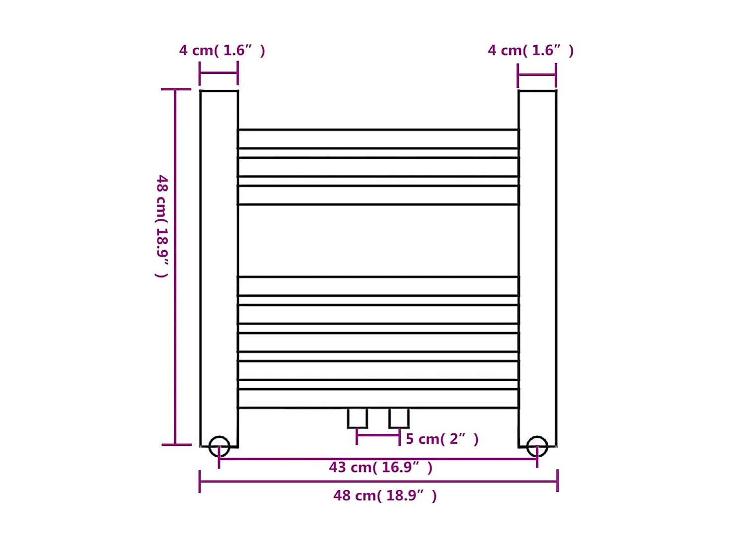 Handtuchheizkörper Warmwasser Gerade 480x480 mm