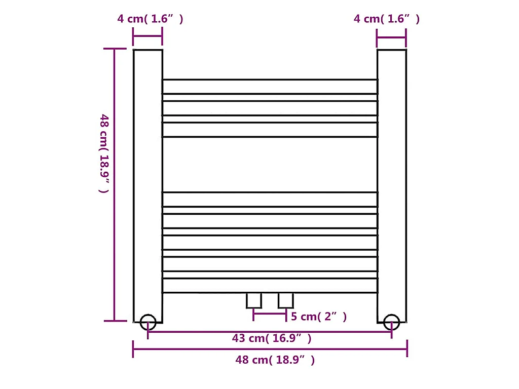 Radiateur sèche-serviettes vertical de salle de bain 480x480 mm