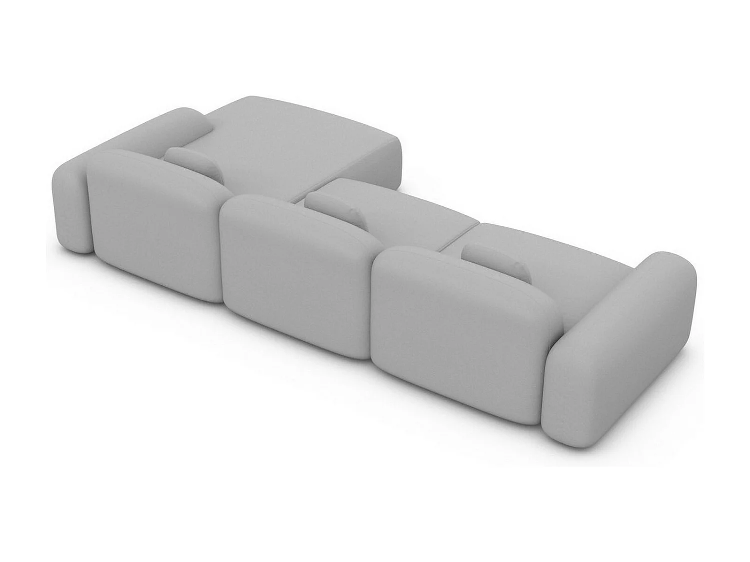 Ecksofa Barcelona L Kurz mit Zierkissen Kunstleder Hellgrau Rechts