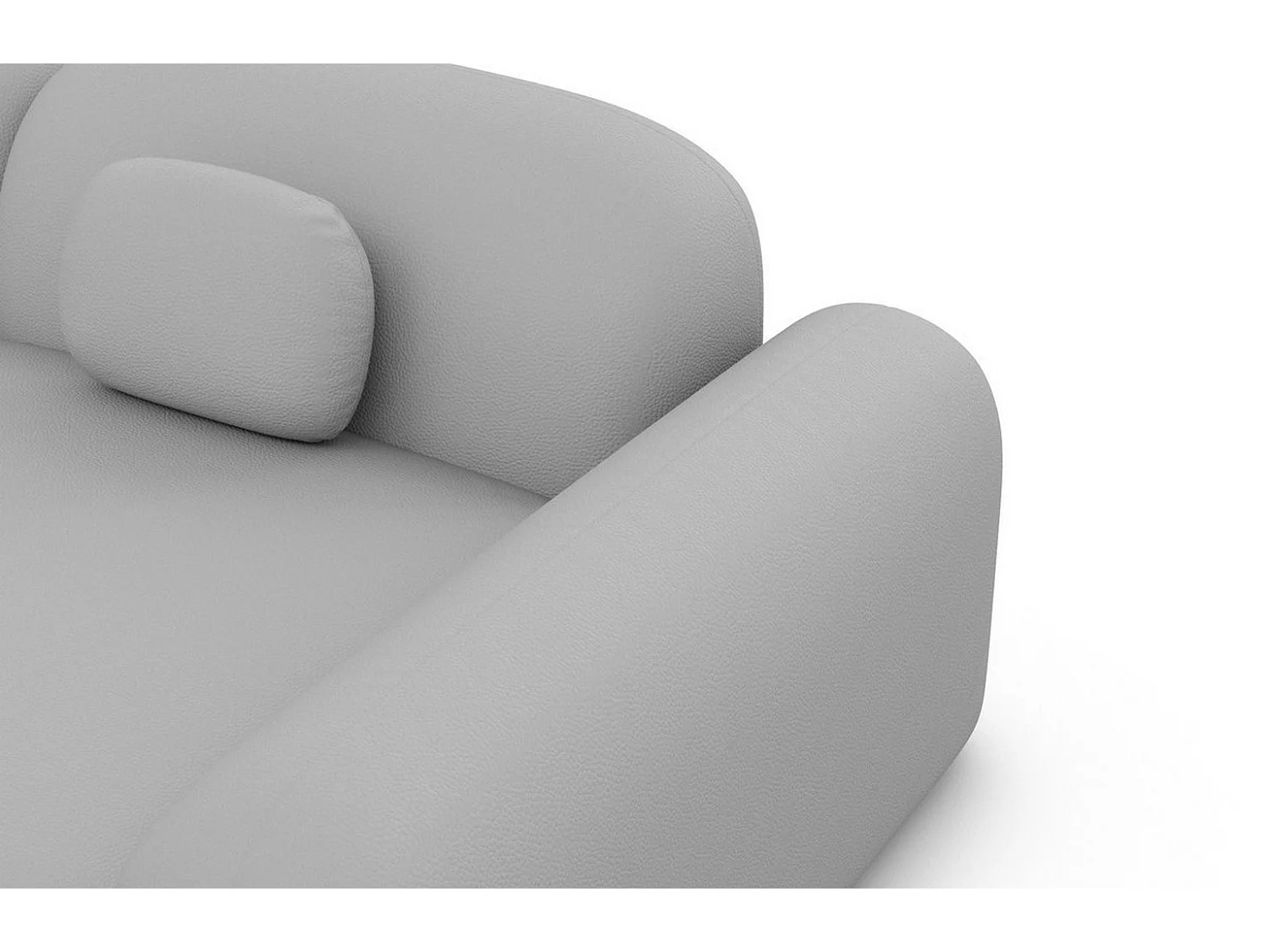 Ecksofa Barcelona L Kurz mit Zierkissen Kunstleder Hellgrau Rechts