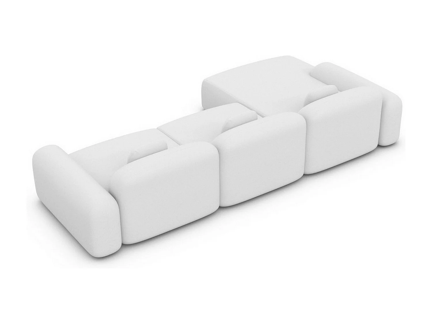 Ecksofa Barcelona L Kurz mit Zierkissen Kunstleder Weiß Links