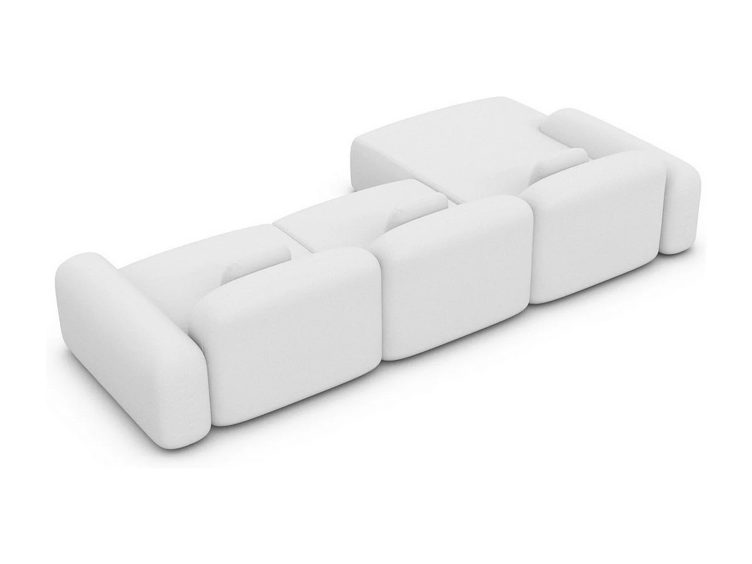 Ecksofa Barcelona L Kurz mit Zierkissen Kunstleder Weiß Links