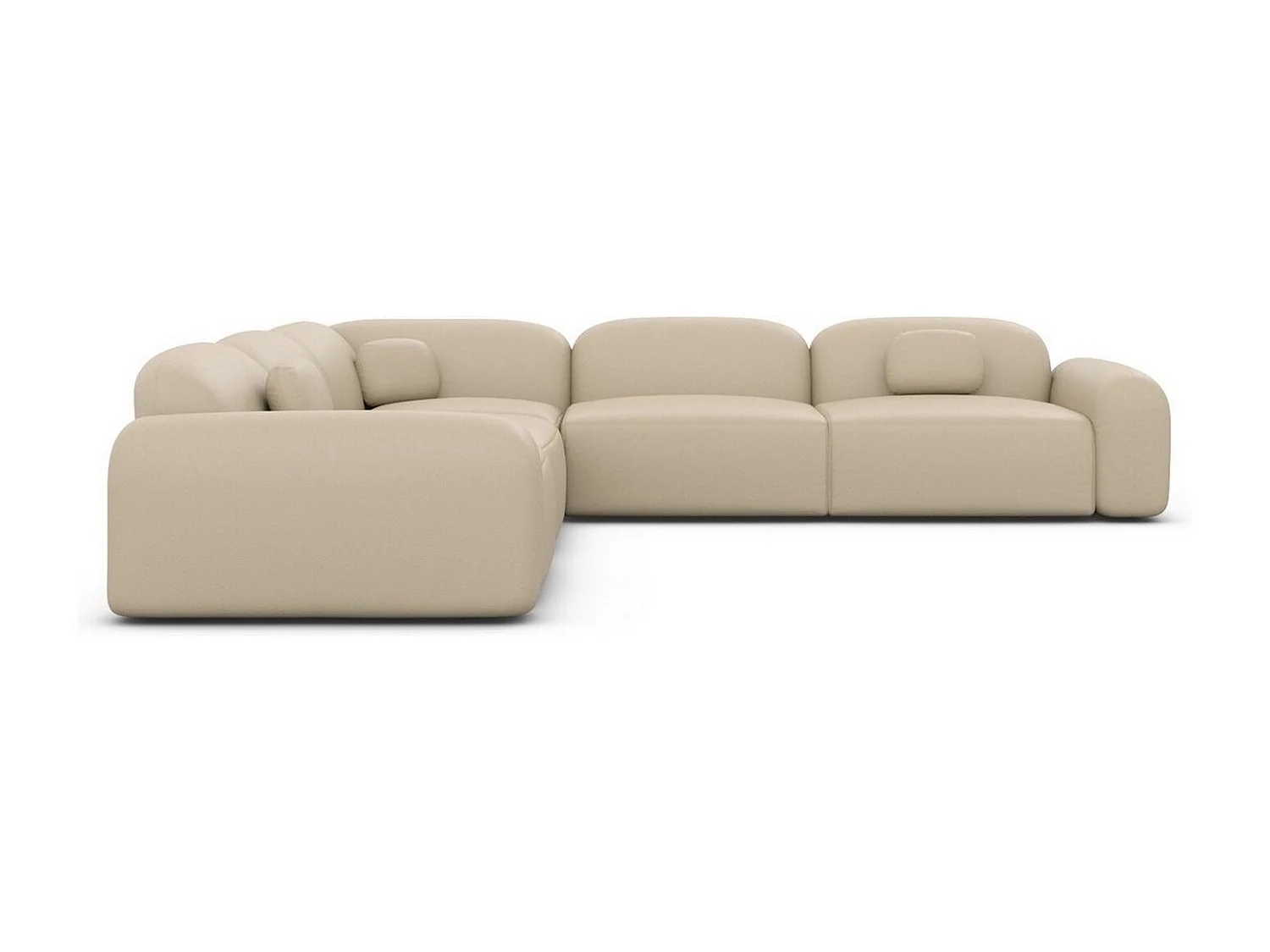 Ecksofa Barcelona mit Zierkissen Kunstleder Beige Rechts