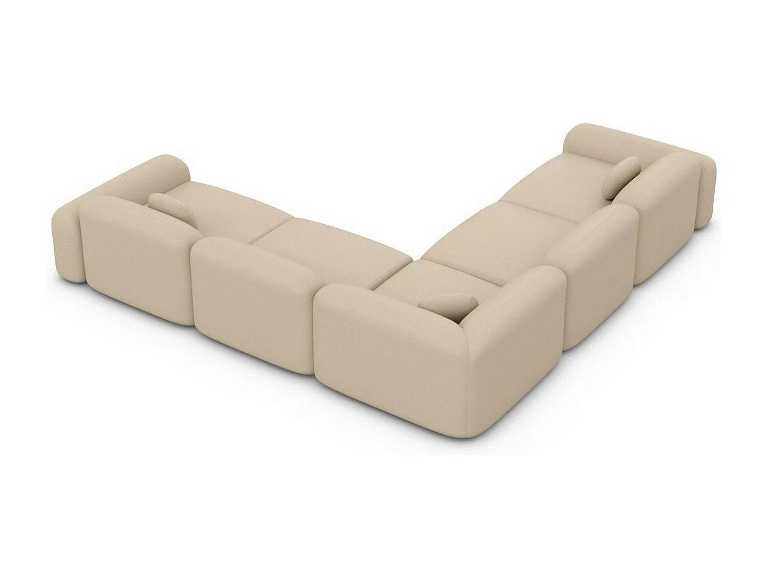 Ecksofa Barcelona mit Zierkissen Kunstleder Beige Rechts