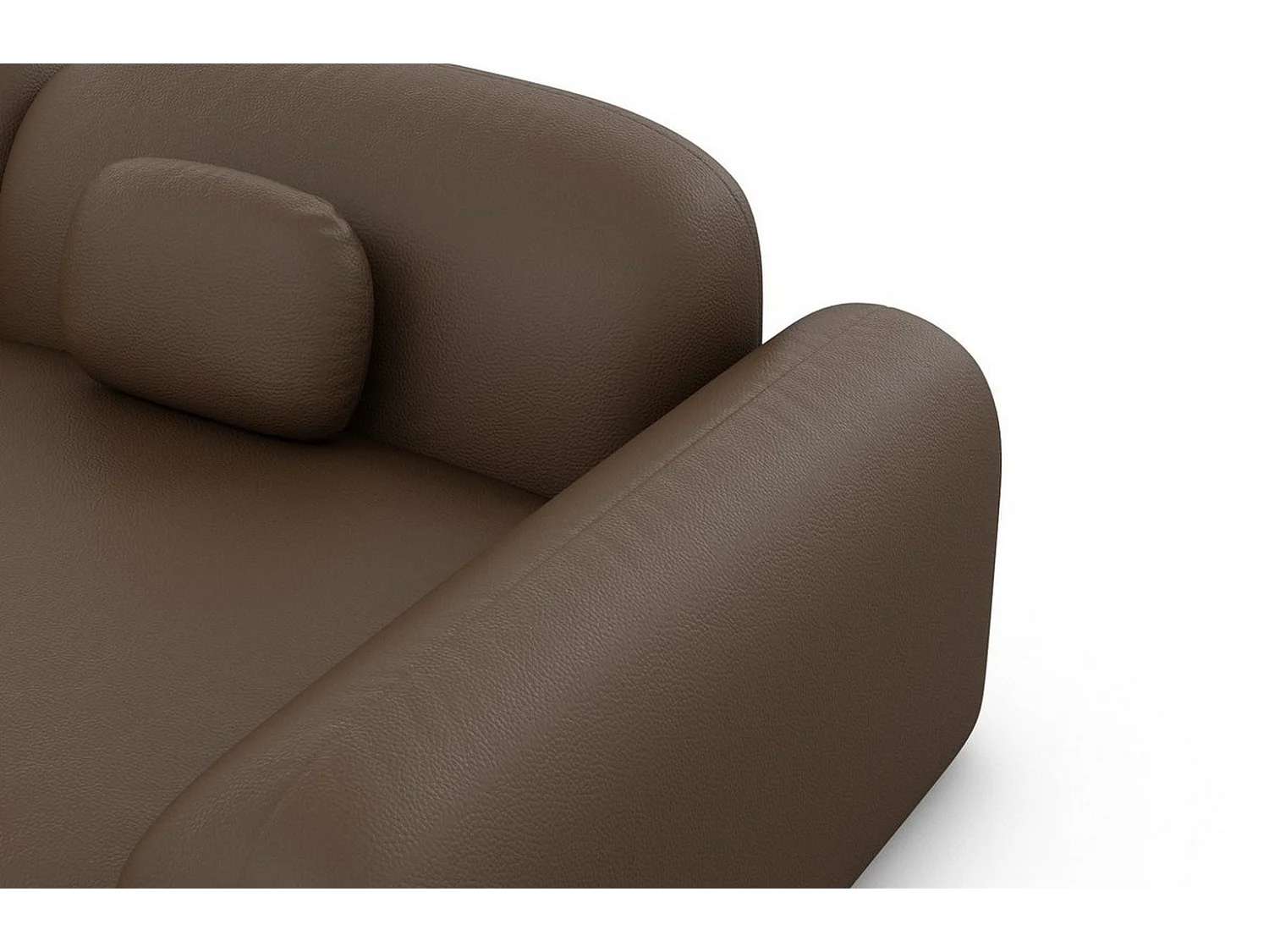 Ecksofa Barcelona L Kurz mit Zierkissen Kunstleder Dunkelbraun Rechts