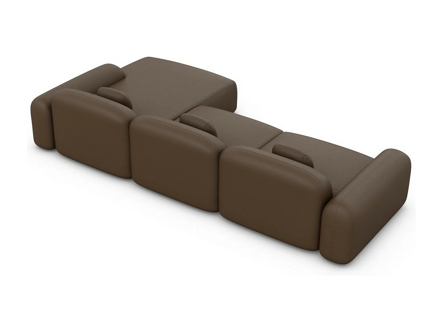 Ecksofa Barcelona L Kurz mit Zierkissen Kunstleder Dunkelbraun Rechts