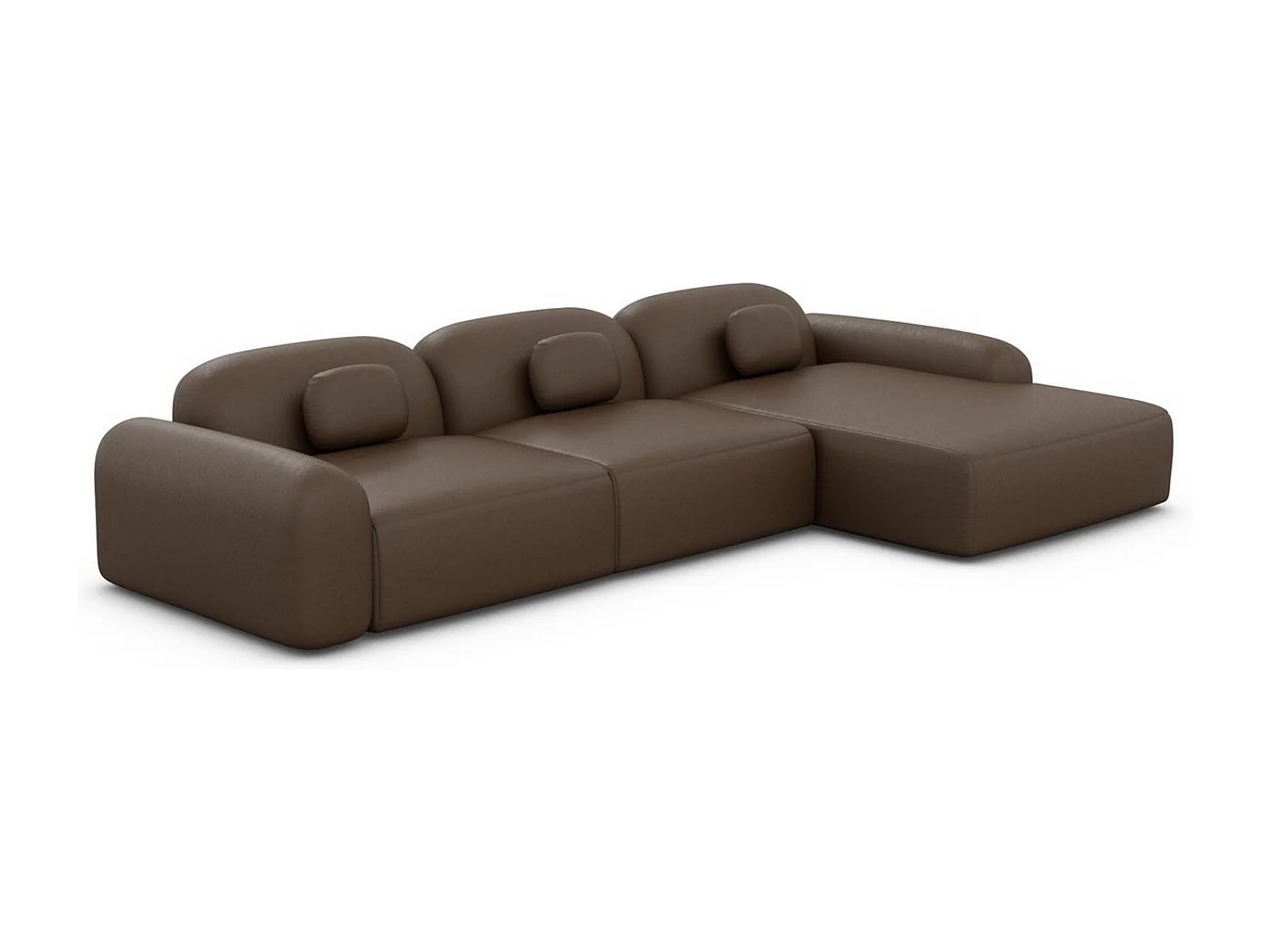 Ecksofa Barcelona L Kurz mit Zierkissen Kunstleder Dunkelbraun Rechts