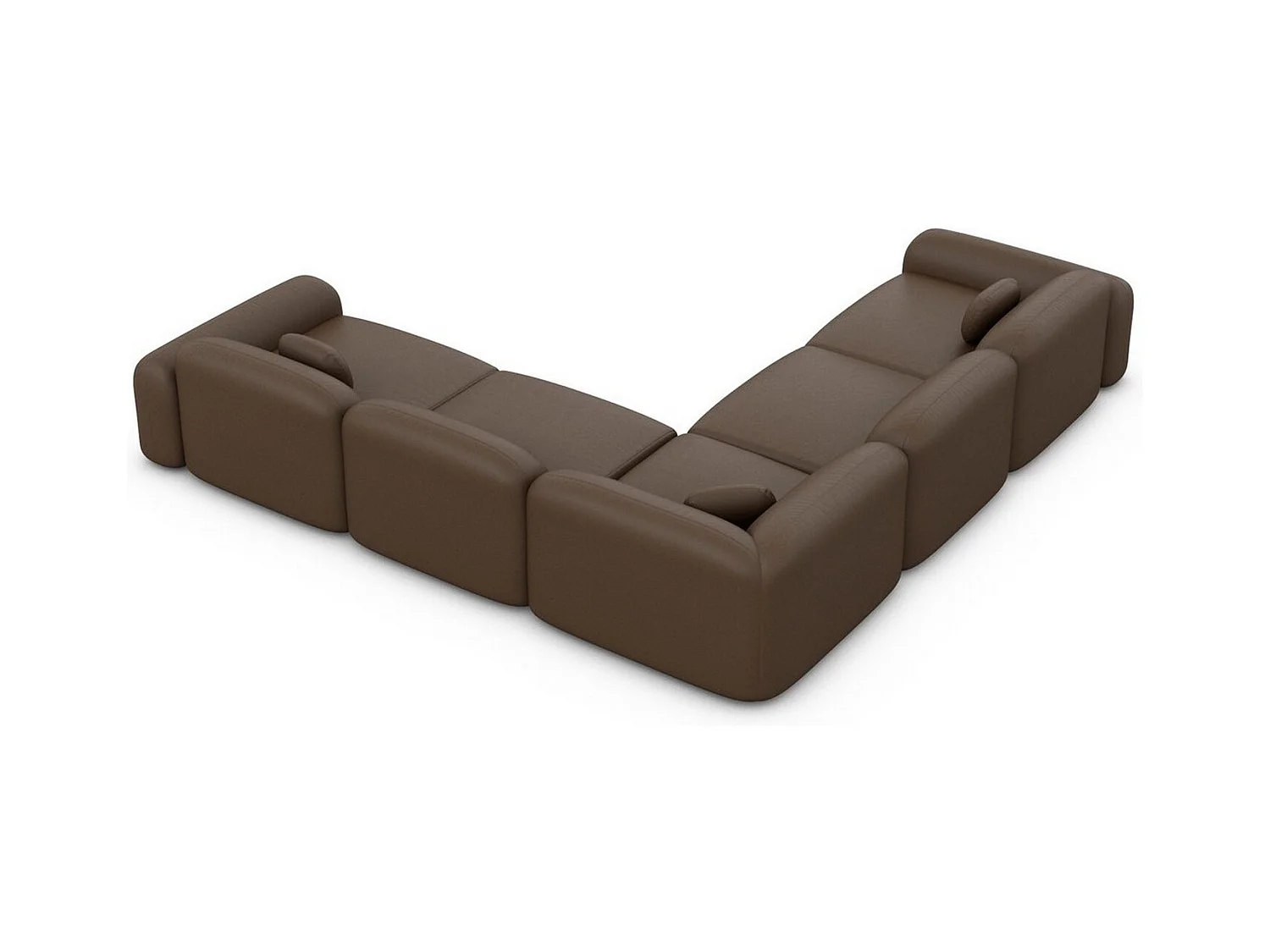 Ecksofa Barcelona mit Zierkissen Kunstleder Dunkelbraun Rechts