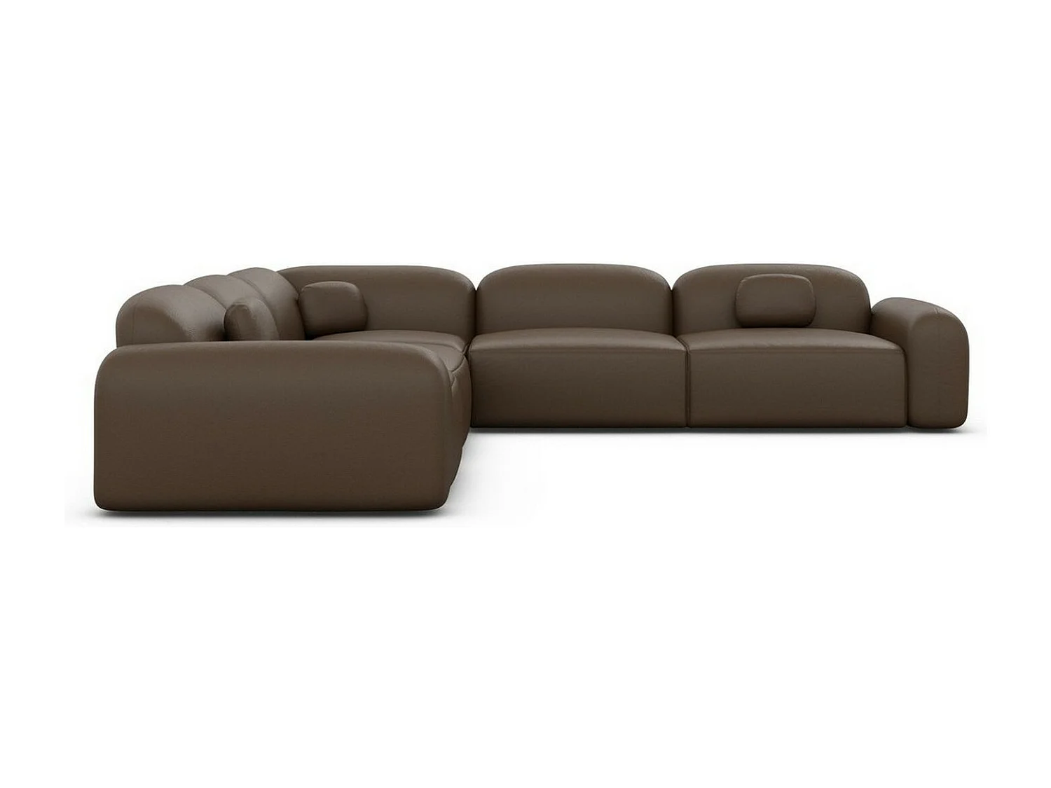 Ecksofa Barcelona mit Zierkissen Kunstleder Dunkelbraun Rechts