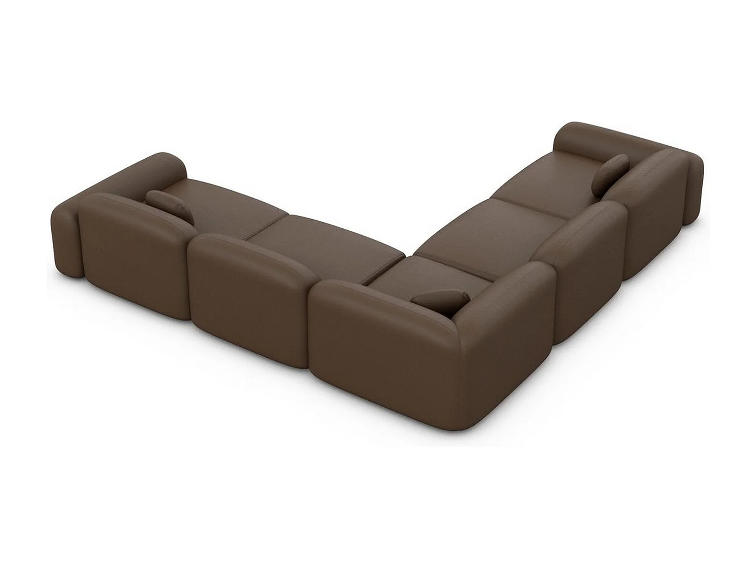 Ecksofa Barcelona mit Zierkissen Kunstleder Dunkelbraun Rechts