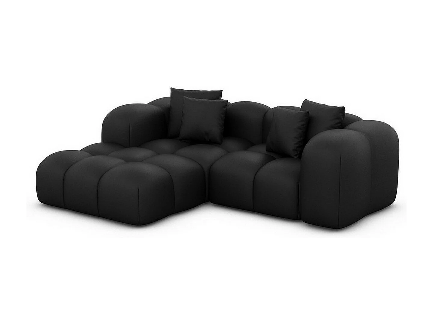 Ecksofa Formentera Mini mit Kissen Kunstleder Schwarz Links