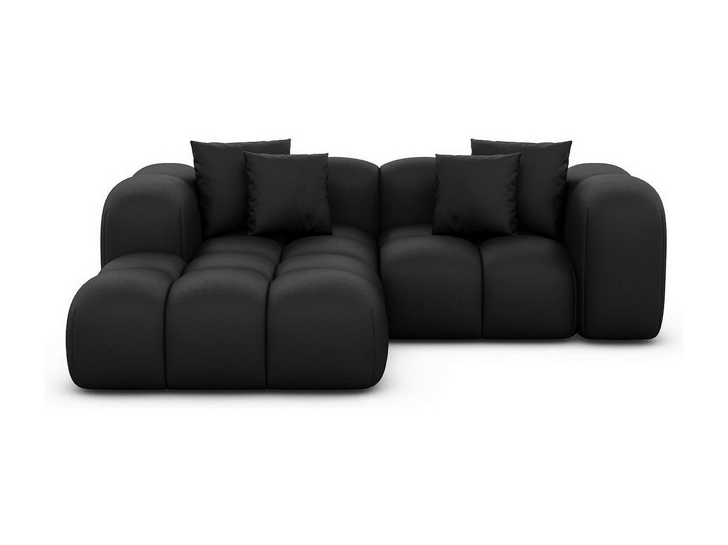 Ecksofa Formentera Mini mit Kissen Kunstleder Schwarz Links