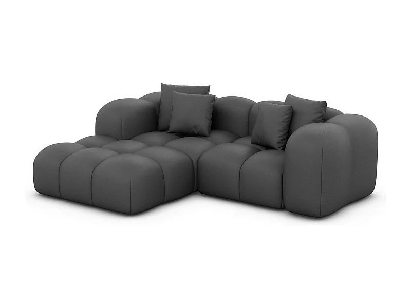 Ecksofa Formentera Mini mit Kissen Kunstleder Dunkelgrau Links