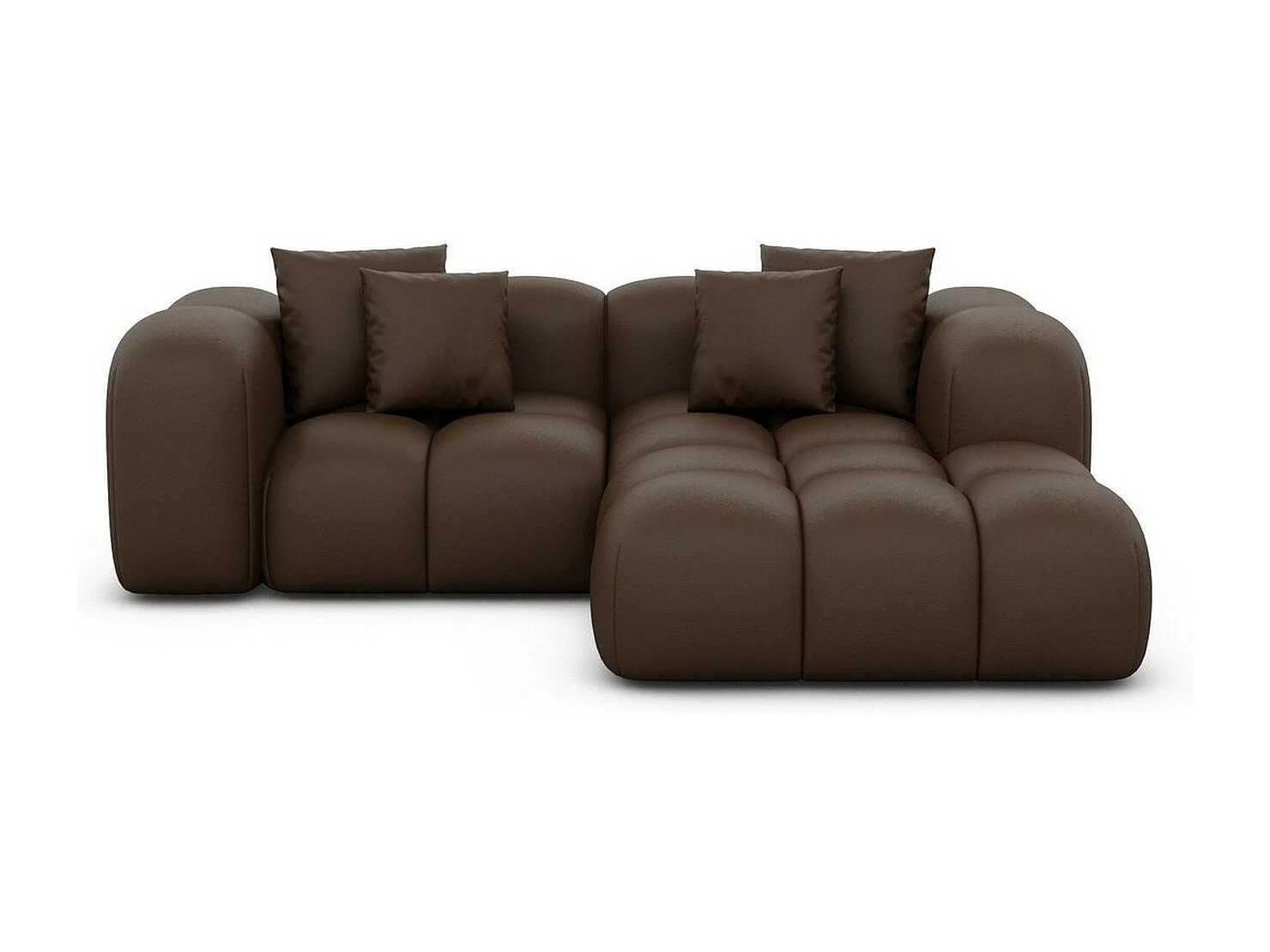 Ecksofa Formentera Mini mit Kissen Kunstleder Dunkelbraun Rechts