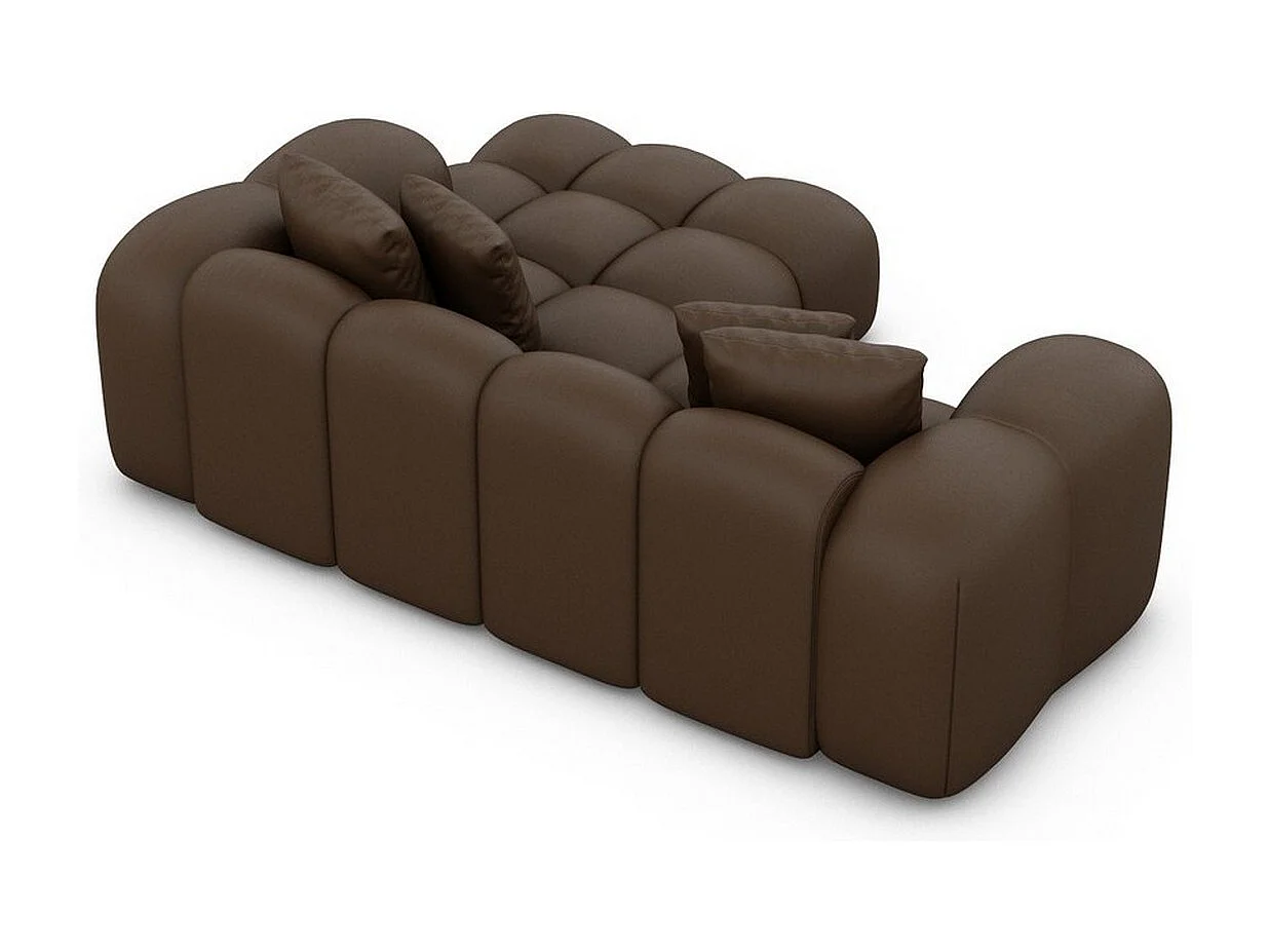 Ecksofa Formentera Mini mit Kissen Kunstleder Dunkelbraun Rechts