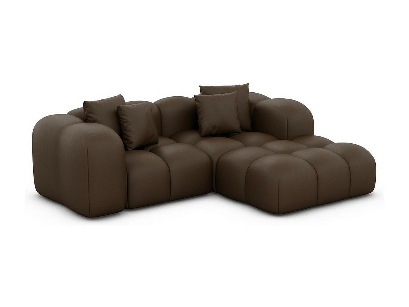 Ecksofa Formentera Mini mit Kissen Kunstleder Dunkelbraun Rechts