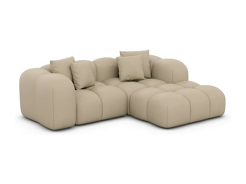 Ecksofa Formentera Mini mit Kissen Kunstleder Beige Rechts