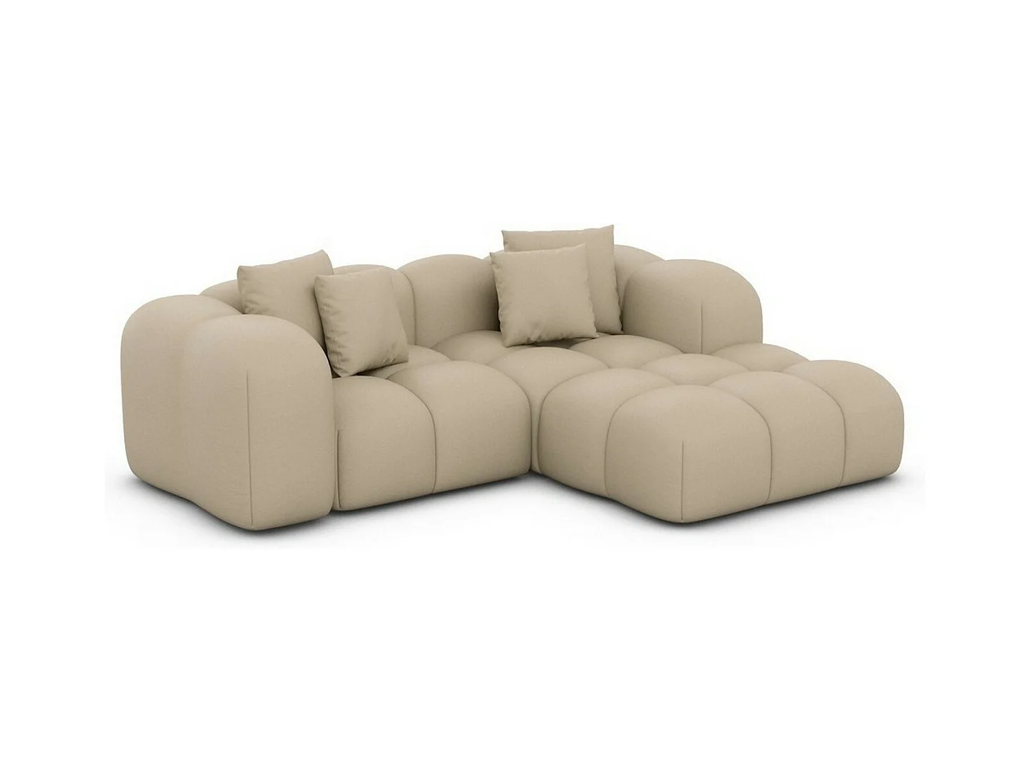 Ecksofa Formentera Mini mit Kissen Kunstleder Beige Rechts