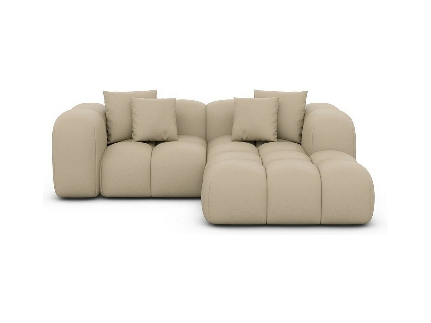 Ecksofa Formentera Mini mit Kissen Kunstleder Beige Rechts