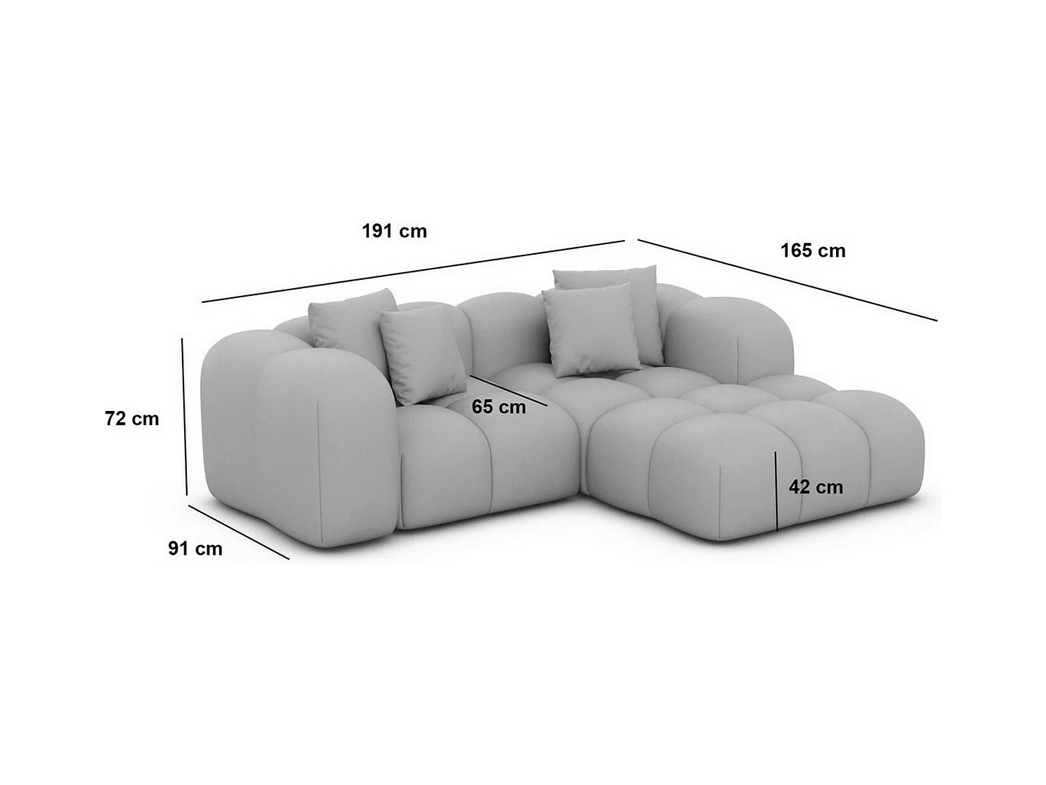 Ecksofa Formentera Mini mit Kissen Kunstleder Beige Rechts