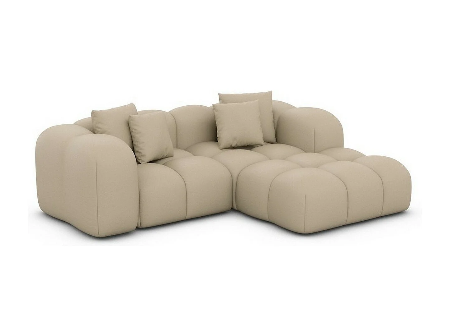Ecksofa Formentera Mini mit Kissen Kunstleder Beige Rechts