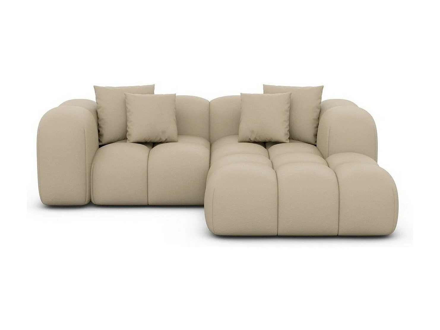 Ecksofa Formentera Mini mit Kissen Kunstleder Beige Rechts