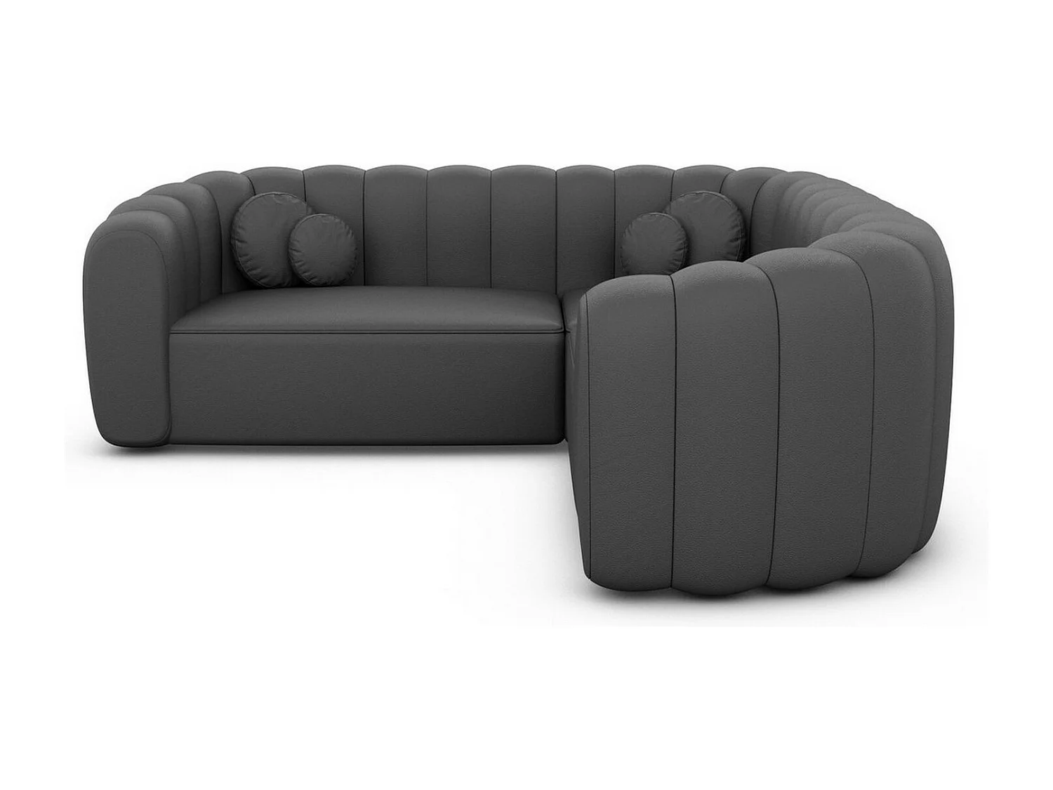 Ecksofa Almeria Leder Dunkelgrau Kunstleder