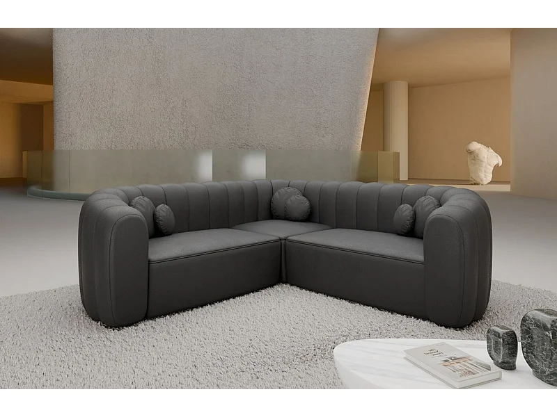 Ecksofa Almeria Leder Dunkelgrau Kunstleder