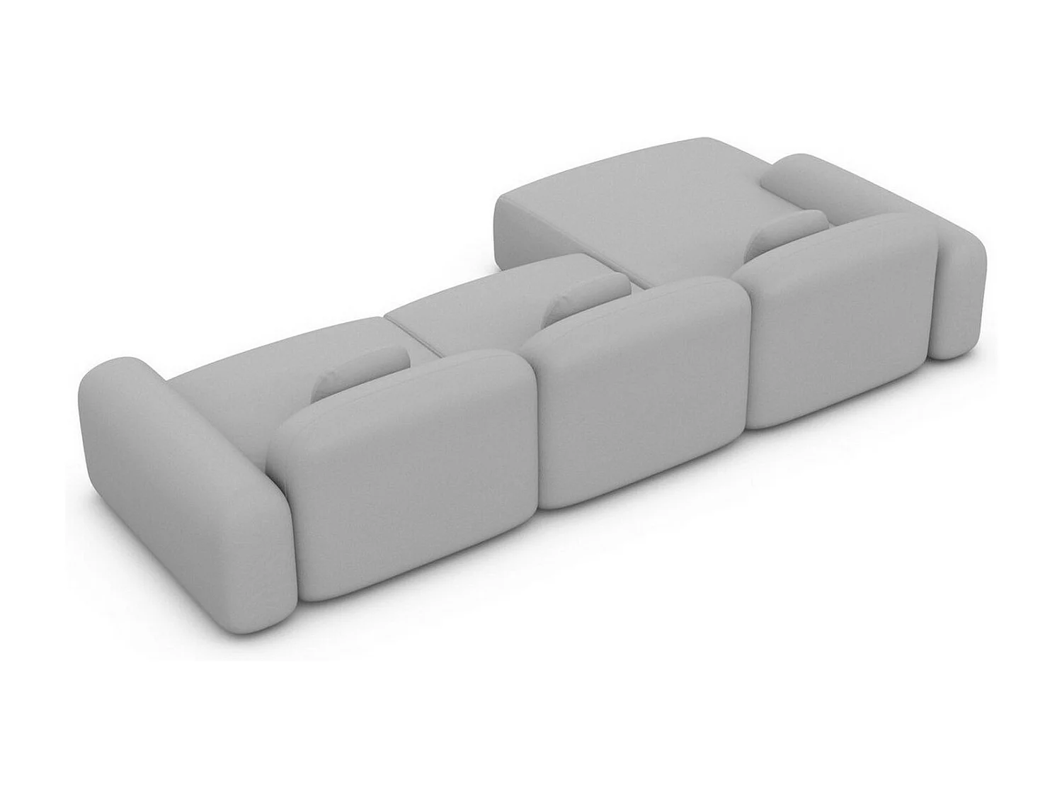 Ecksofa Barcelona L Kurz mit Zierkissen Kunstleder Hellgrau Links