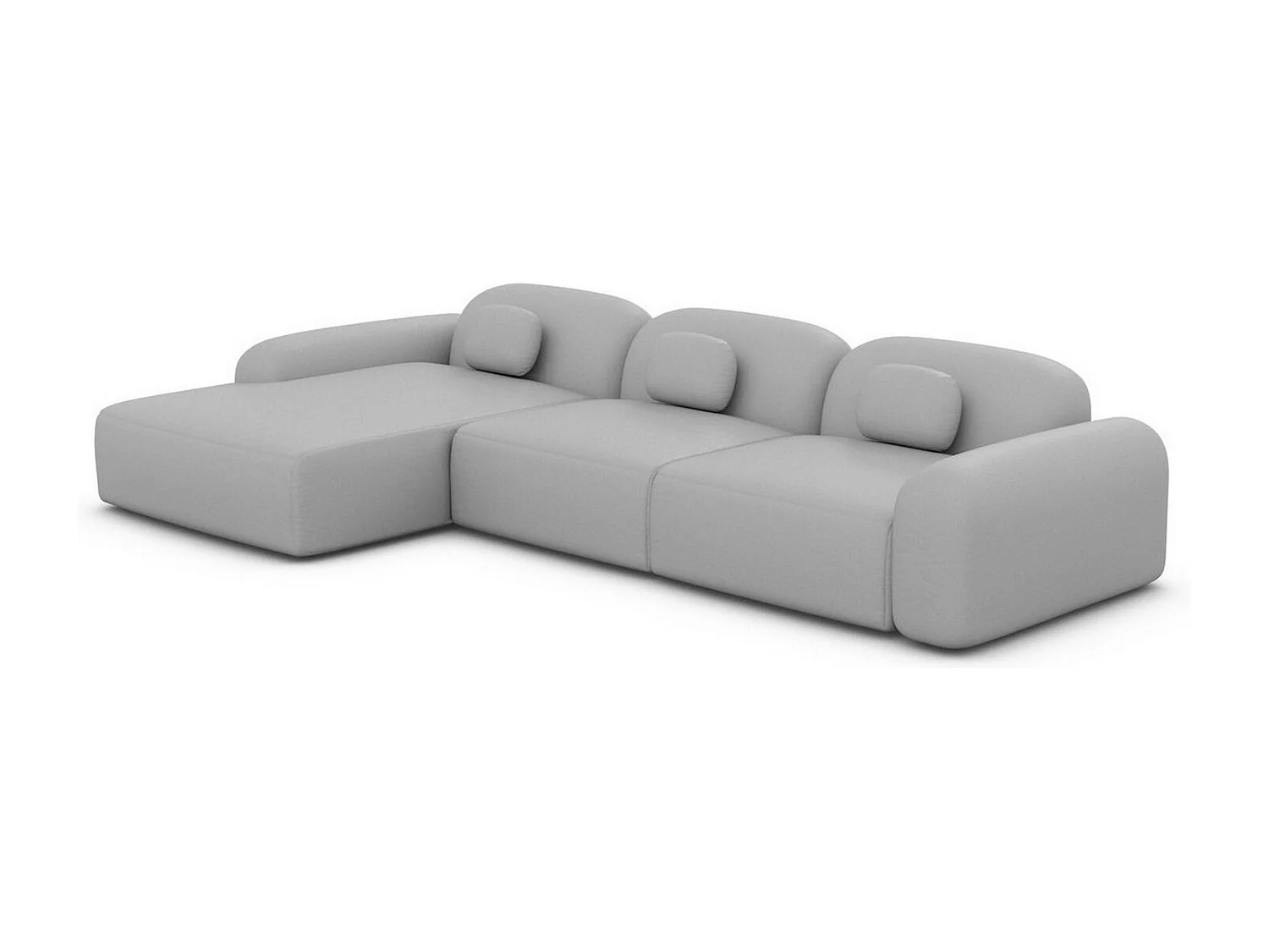 Ecksofa Barcelona L Kurz mit Zierkissen Kunstleder Hellgrau Links