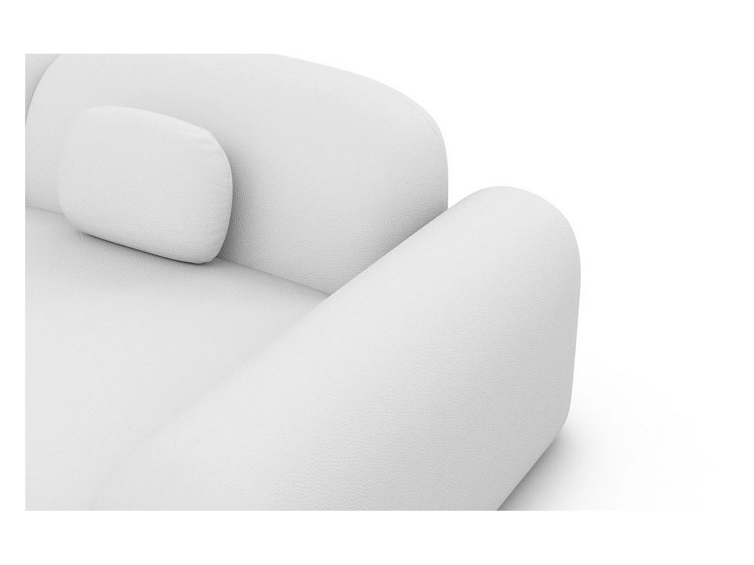 Ecksofa Barcelona L Kurz mit Zierkissen Kunstleder Weiß Rechts