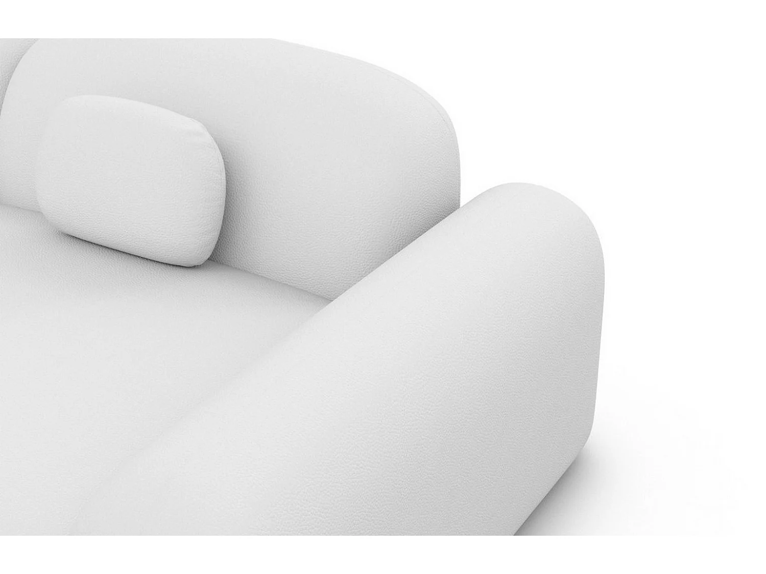 Ecksofa Barcelona L Kurz mit Zierkissen Kunstleder Weiß Rechts