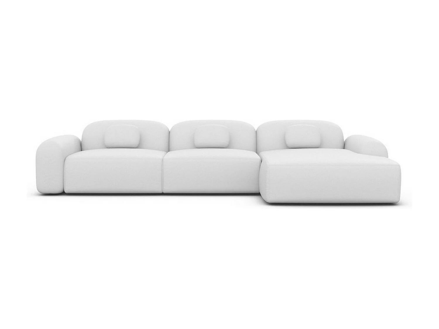 Ecksofa Barcelona L Kurz mit Zierkissen Kunstleder Weiß Rechts