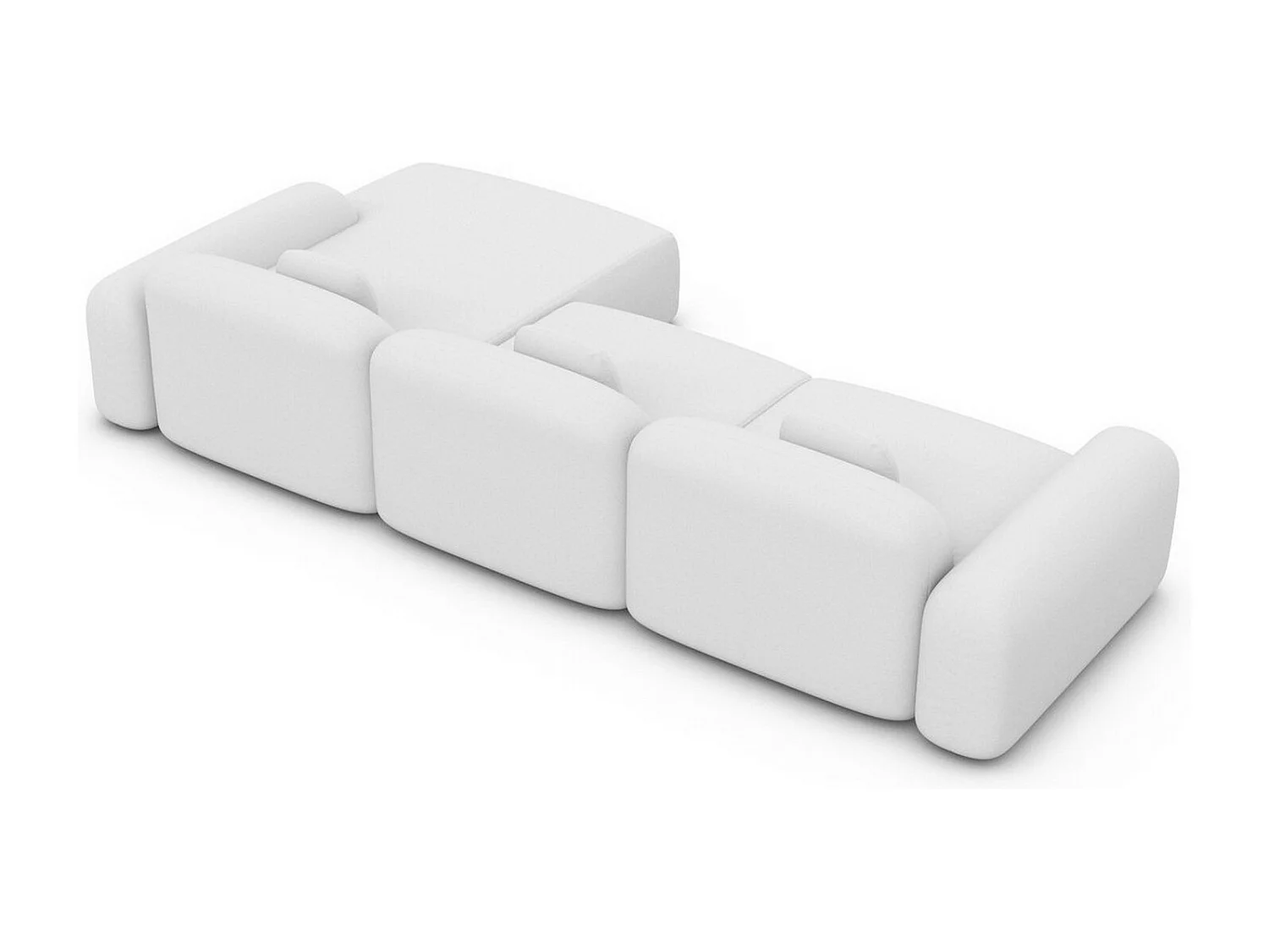 Ecksofa Barcelona L Kurz mit Zierkissen Kunstleder Weiß Rechts