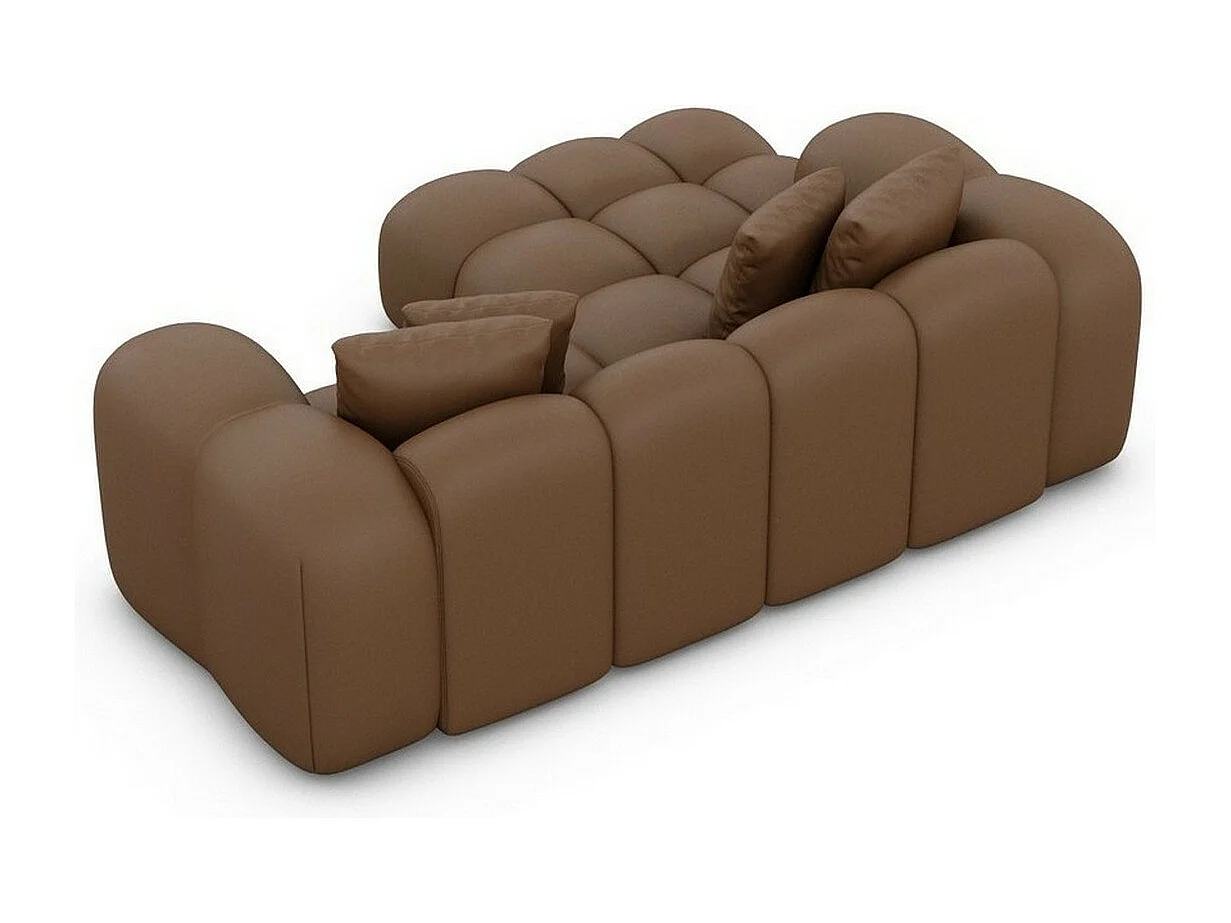 Ecksofa Formentera Mini mit Kissen Kunstleder Braun Links