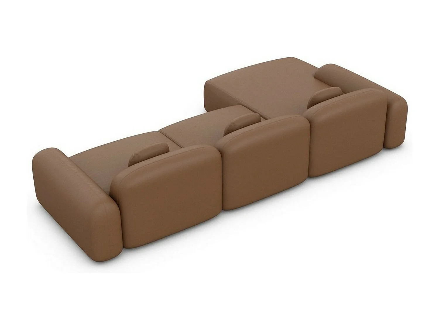 Ecksofa Barcelona L Kurz mit Zierkissen Kunstleder Braun Links