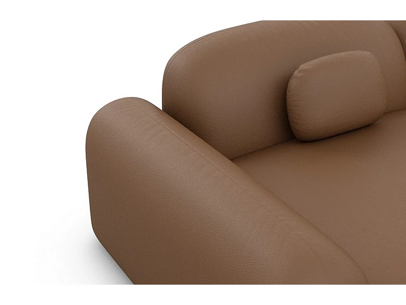 Ecksofa Barcelona L Kurz mit Zierkissen Kunstleder Braun Links