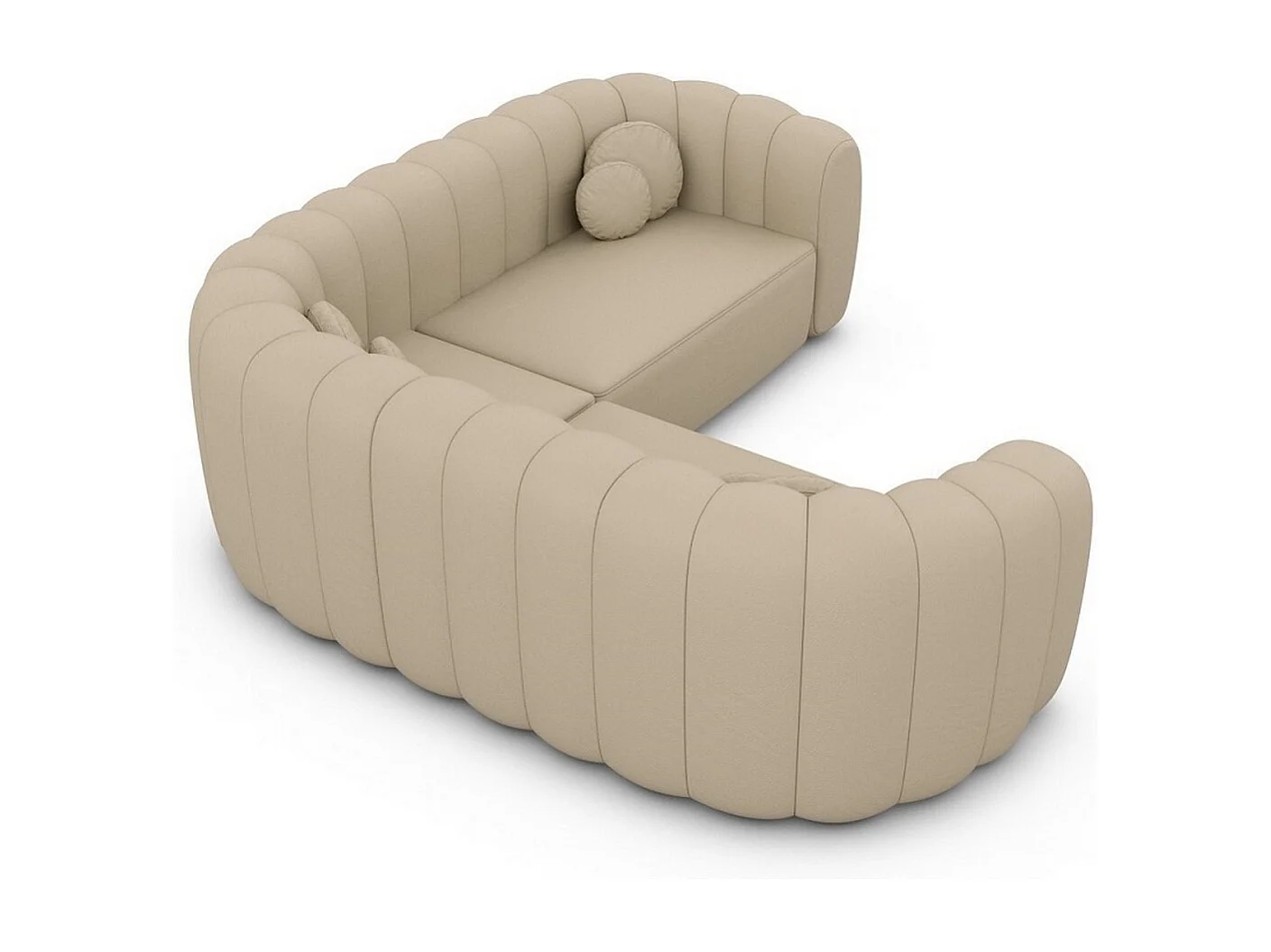 Ecksofa Almeria Leder Beige Kunstleder