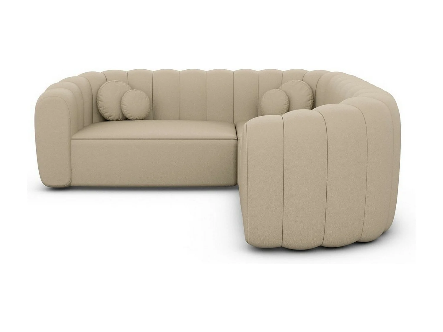 Ecksofa Almeria Leder Beige Kunstleder