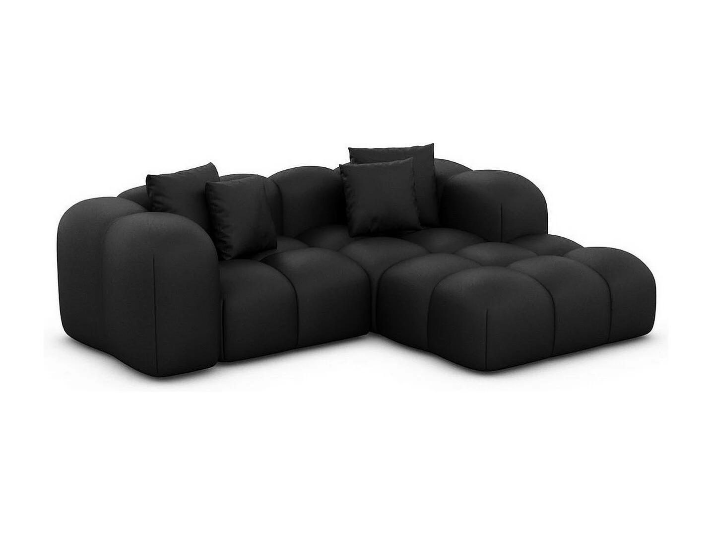 Ecksofa Formentera Mini mit Kissen Kunstleder Schwarz Rechts