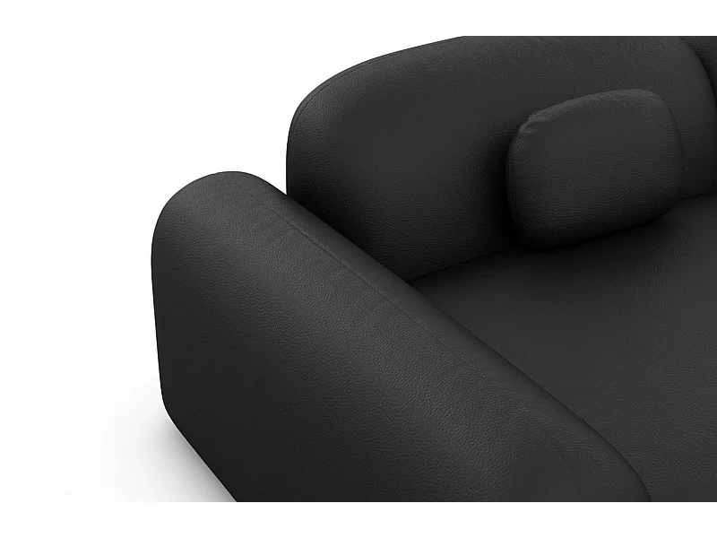 Ecksofa Barcelona L Kurz mit Zierkissen Kunstleder Schwarz Links