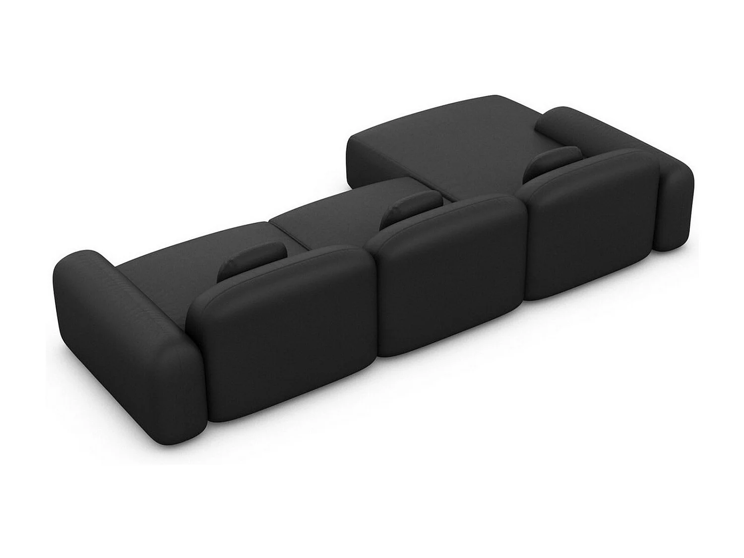 Ecksofa Barcelona L Kurz mit Zierkissen Kunstleder Schwarz Links