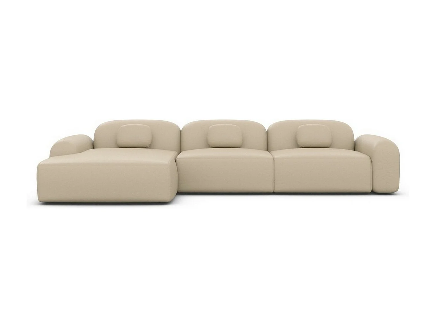 Ecksofa Barcelona L Kurz mit Zierkissen Kunstleder Beige Links