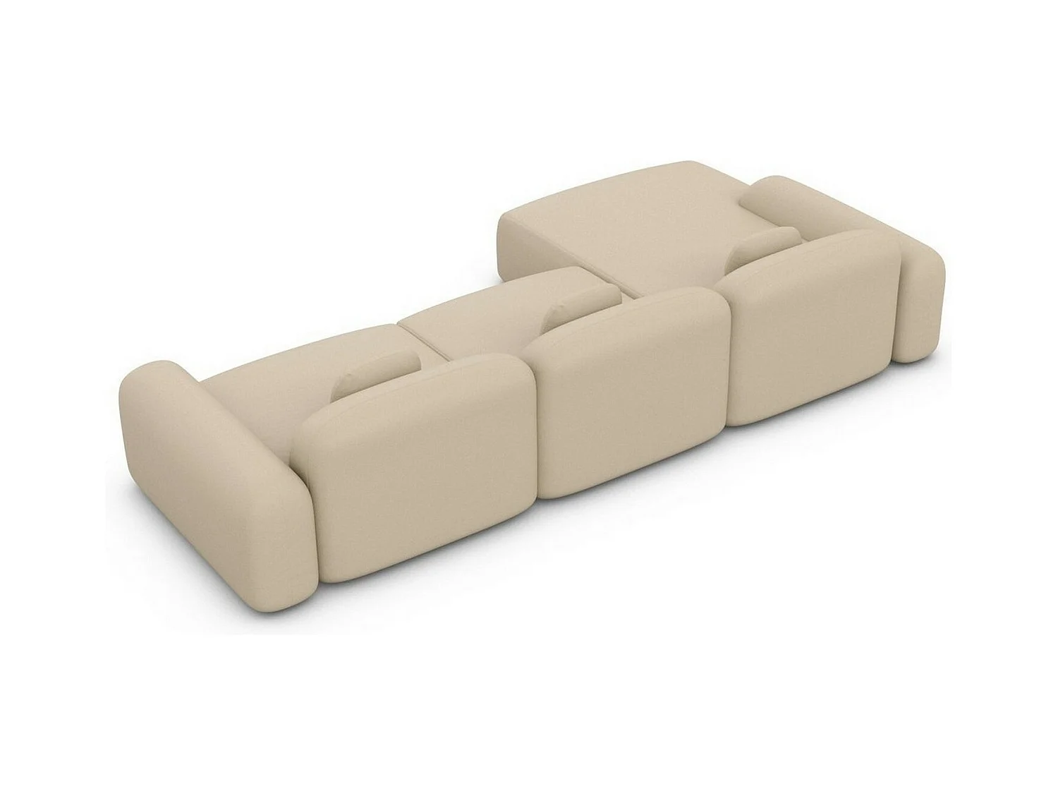 Ecksofa Barcelona L Kurz mit Zierkissen Kunstleder Beige Links