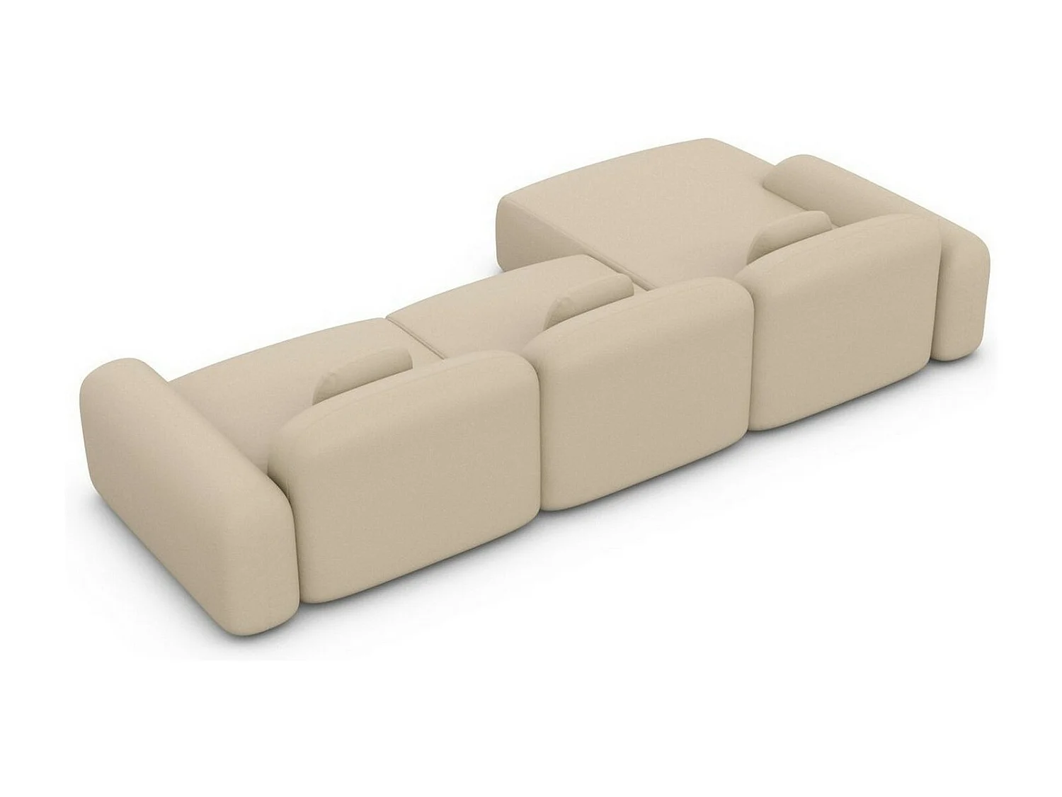 Ecksofa Barcelona L Kurz mit Zierkissen Kunstleder Beige Links
