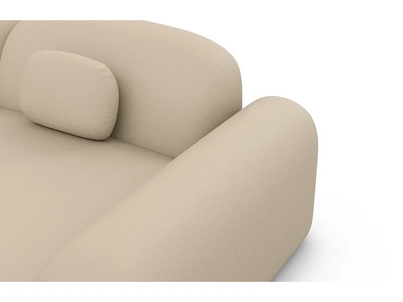 Ecksofa Barcelona L Kurz mit Zierkissen Kunstleder Beige Rechts